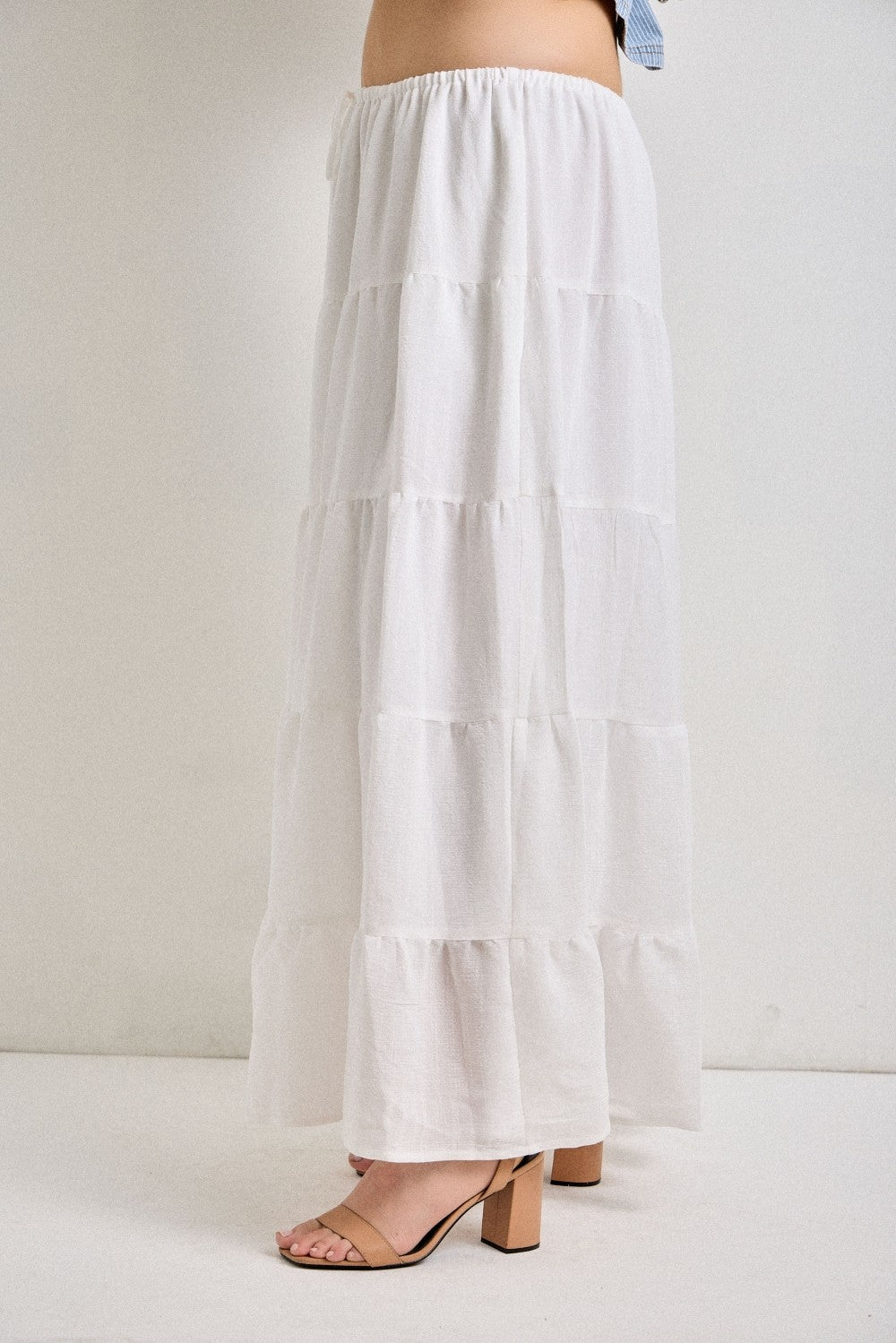 Ivory Tiered Maxi Skirt (1X - 3X)