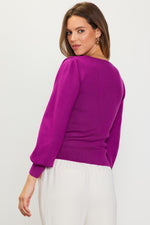 Square Neck Balloon Sleeve Sweater (Orchid)