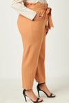 Belted Paperbag Waist Pants (Plus Size - Camel)