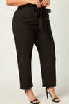 Belted Paperbag Waist Pants (Plus Size - Black)