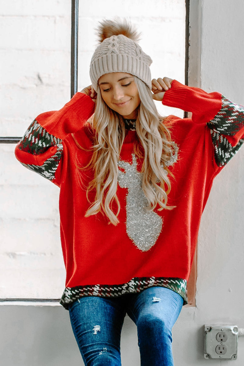 Silver Reindeer Sweater (Plus Size)