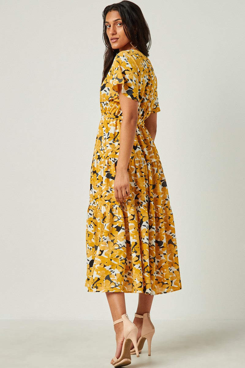 V-Neck Floral Print Dress