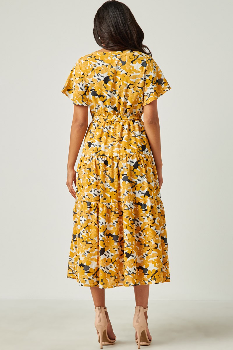 V-Neck Floral Print Dress