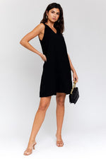 Sleeveless V-Neck Dress (Black)