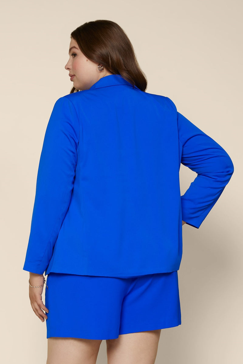 Scarlett Welt Pocket Blazer (Plus Size - Neon Blue)