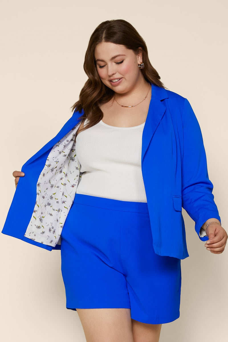 Scarlett Welt Pocket Blazer (Plus Size - Neon Blue)