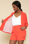 Recycled Polyester Tailored Shorts (Bright Coral)