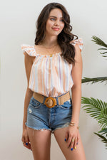 Flutter Sleeve Vertical Stripe Top