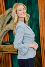 3/4 Ruffle Sleeve Blazer (Grey)
