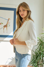 3/4 Ruffle Sleeve Blazer (Off White)