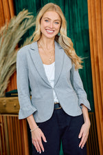 3/4 Ruffle Sleeve Blazer (Grey)