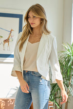 3/4 Ruffle Sleeve Blazer (Off White)