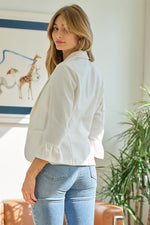 3/4 Ruffle Sleeve Blazer (Off White)