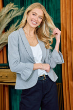 3/4 Ruffle Sleeve Blazer (Grey)