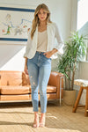3/4 Ruffle Sleeve Blazer (Off White)