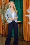 3/4 Ruffle Sleeve Blazer (Grey)