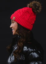 Watermelon Cable Knit Pom Hat