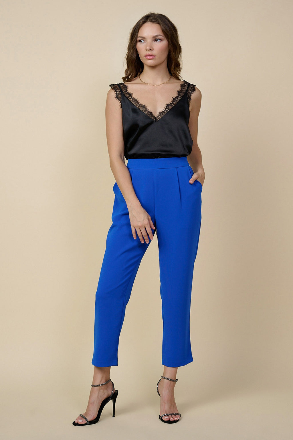 Recycled Polyester Tapered Leg Pants (Electric Blue)