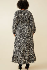 Floral Print Asymetric Hem Dress (Plus Size)