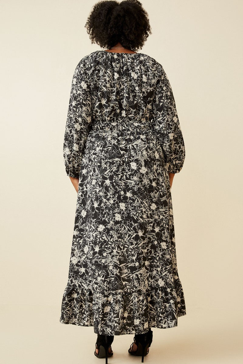 Floral Print Asymetric Hem Dress (Plus Size)