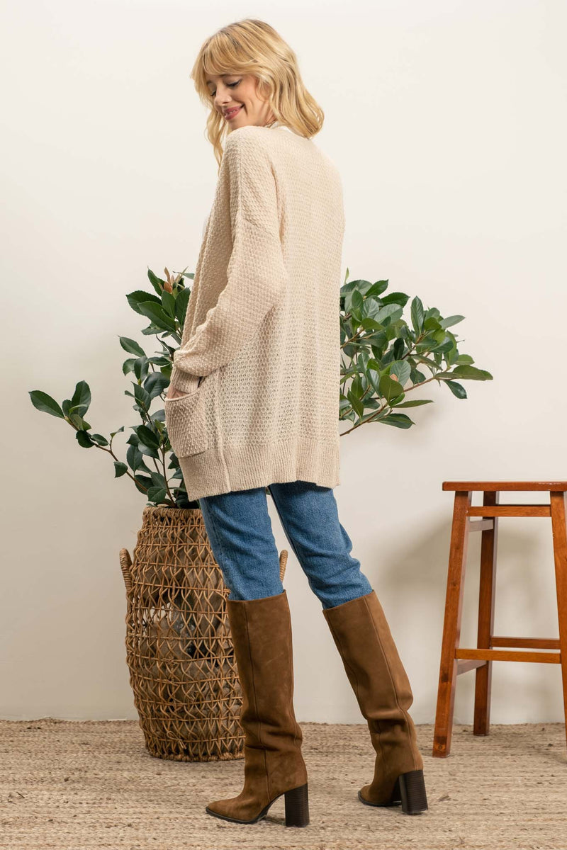 Lightweight Open Cardigan (Light Taupe)