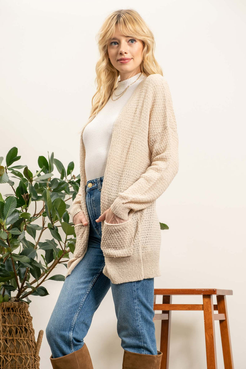 Lightweight Open Cardigan (Light Taupe)
