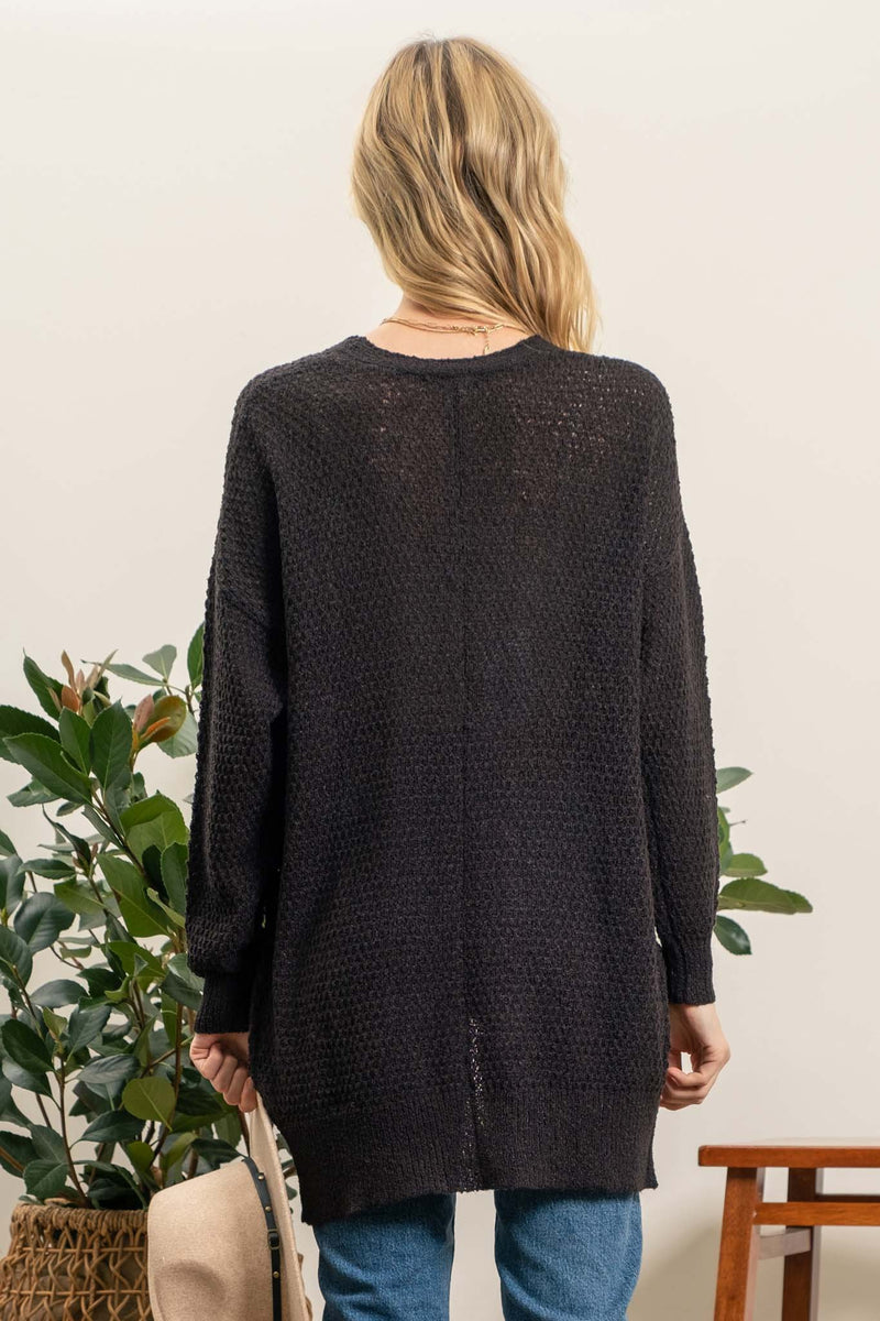 Lightweight Open Cardigan (Black)