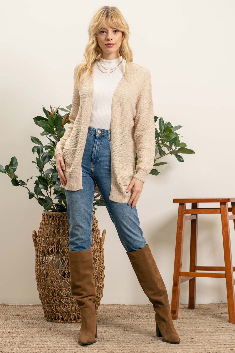 Lightweight Open Cardigan (Light Taupe)