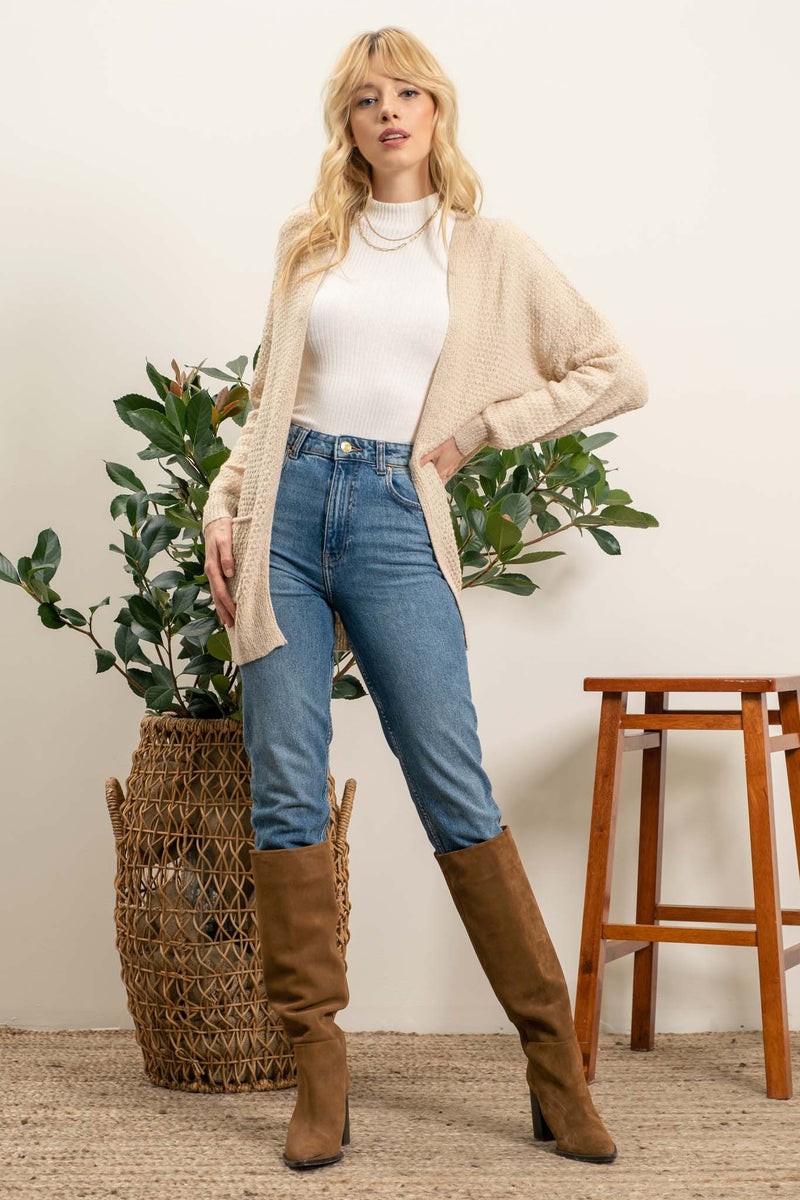 Lightweight Open Cardigan (Light Taupe)