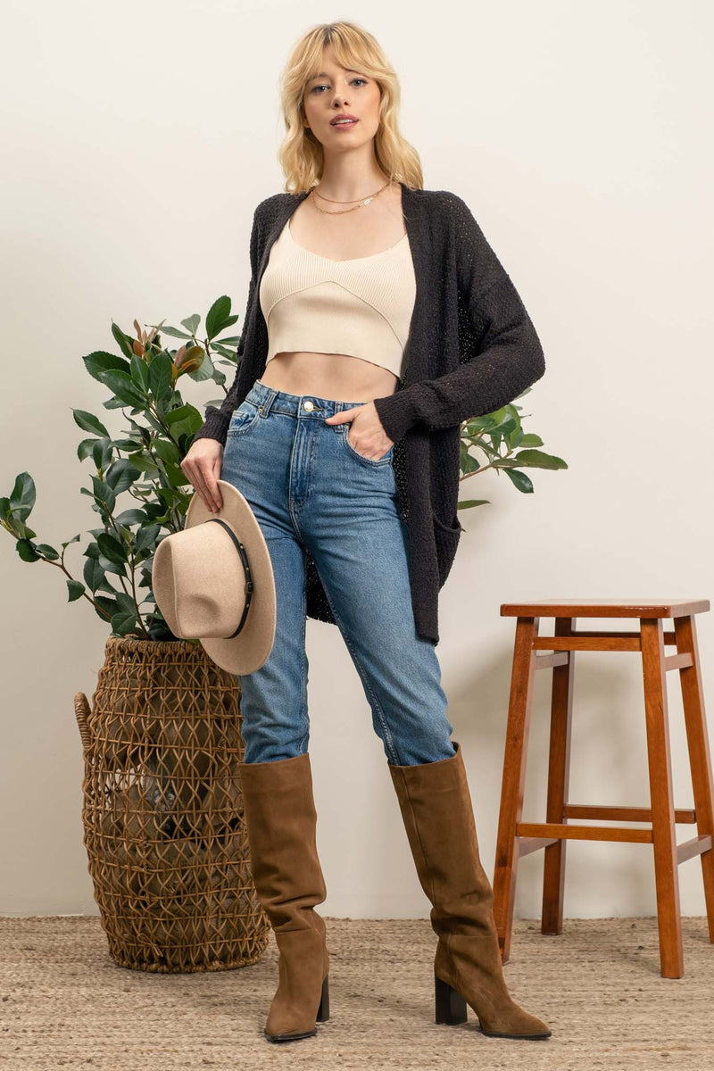 Lightweight Open Cardigan (Black)