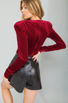 Zipper Back Velvet Top