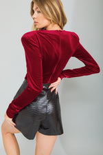 Zipper Back Velvet Top