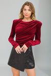 Zipper Back Velvet Top