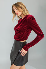 Zipper Back Velvet Top