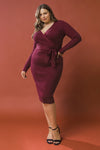 Long Sleeve Ribbed Sweater Dress (Plus Size)