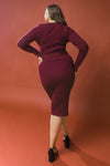 Long Sleeve Ribbed Sweater Dress (Plus Size)