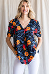 Floral V-Neck Puff Sleeve Top