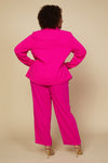 Floral Lining Long Sleeve Recycled Polyester Blazer (Plus Size - Hyper Pink)