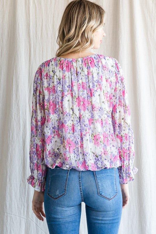 Bishop Sleeve Floral Print Blouse