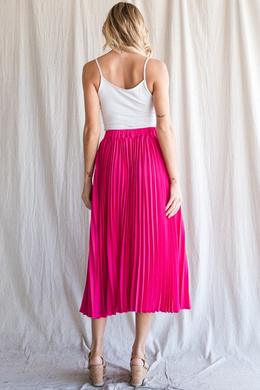 Plus Pink Pleated Midi Skirt