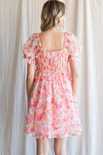 Textured Floral Babydoll Dress