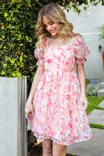 Textured Floral Babydoll Dress