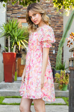 Textured Floral Babydoll Dress