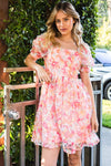 Textured Floral Babydoll Dress