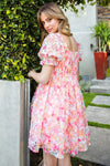 Textured Floral Babydoll Dress