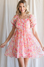 Textured Floral Babydoll Dress