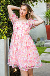 Textured Floral Babydoll Dress