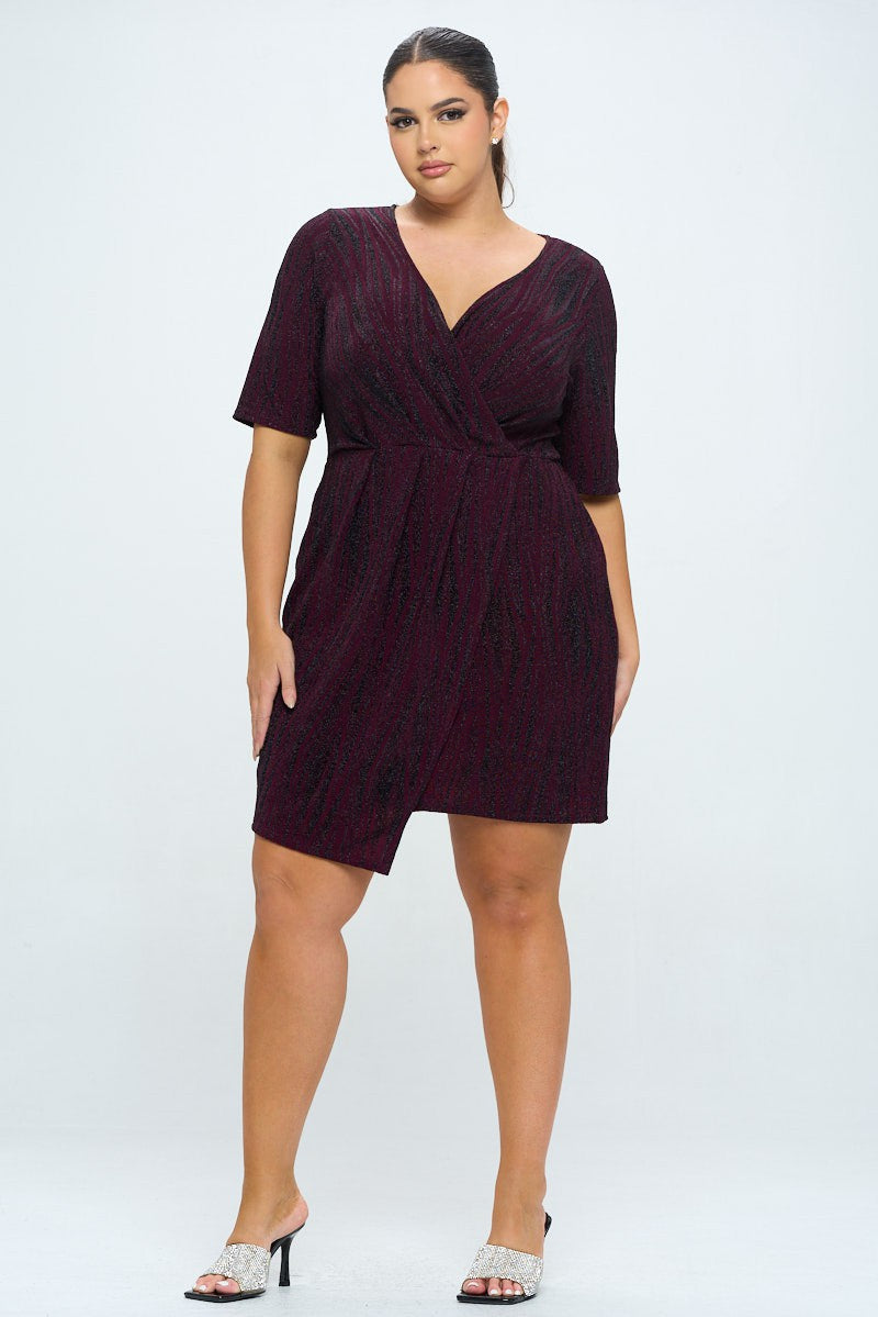 Asymmetrical Metallic Dress (Plus Size)