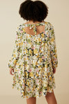 Long Sleeve Floral Print Babydoll Dress (Plus Size)