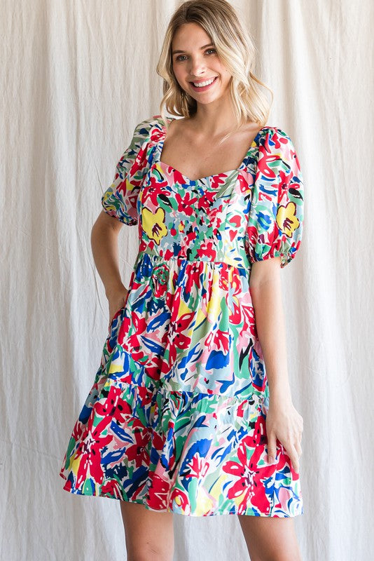 Floral Puff Sleeve Dress